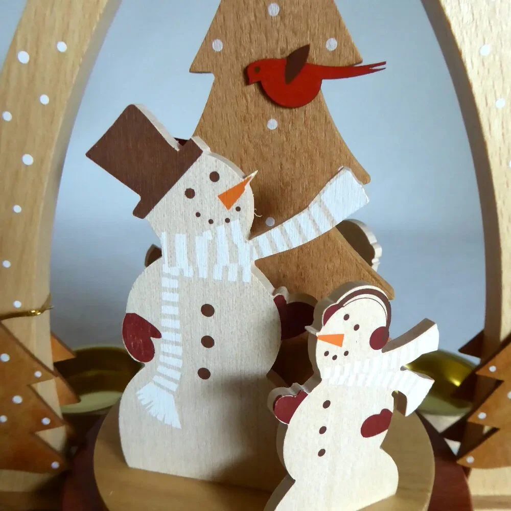 NEW 11” ERZGEBIRGISCHE VOLKSKUNST RICHARD GLASSER WOOD CHRISTMAS PYRAMID SNOWMAN - Picture 6 of 14